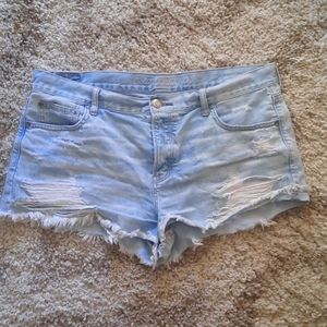 American Eagle Washed Distressed Denim Shorts 16